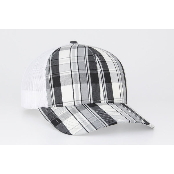 Pacific Headwear Plaid/Black Plaid Trucker Snapback Trucker Mesh Cap