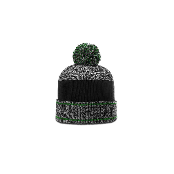 Richardson Grey/Kelly/Black Heathered Pom Beanie with Cuff