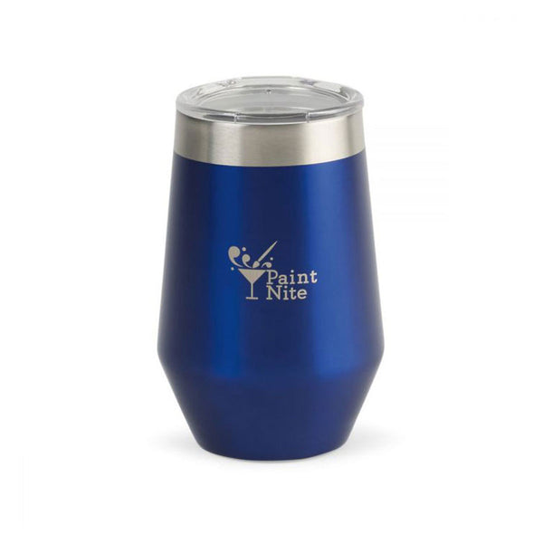 Aviana Royal Blue Satin Vine Double Wall Stainless Wine Tumbler – 12 Oz.