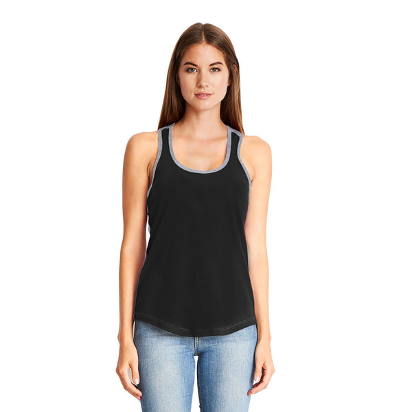 Next Level Women’s Black/Heather Grey Ideal Colorblock Racerback Tank