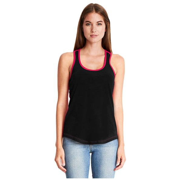 Next Level Women’s Black/Red Ideal Colorblock Racerback Tank