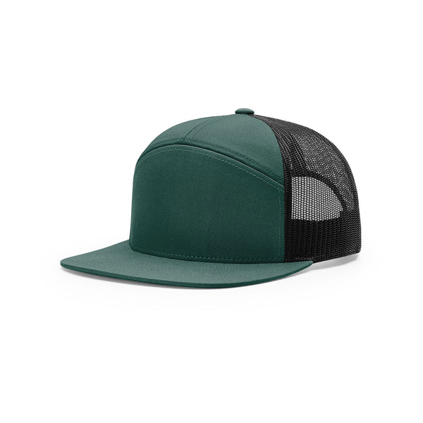 Richardson Dark Green/Black Mesh Back Split 7 Panel Trucker Hat