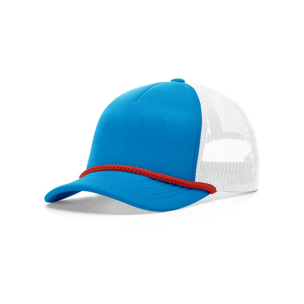 Richardson Cyan/White/Red Mesh Back Split Low Pro Foamie Trucker Hat