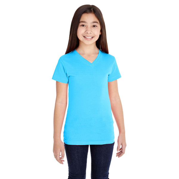 LAT Girl’s Aqua V-Neck Fine Jersey T-Shirt