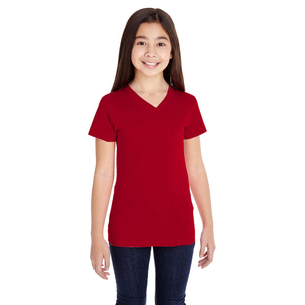 LAT Girl’s Red V-Neck Fine Jersey T-Shirt