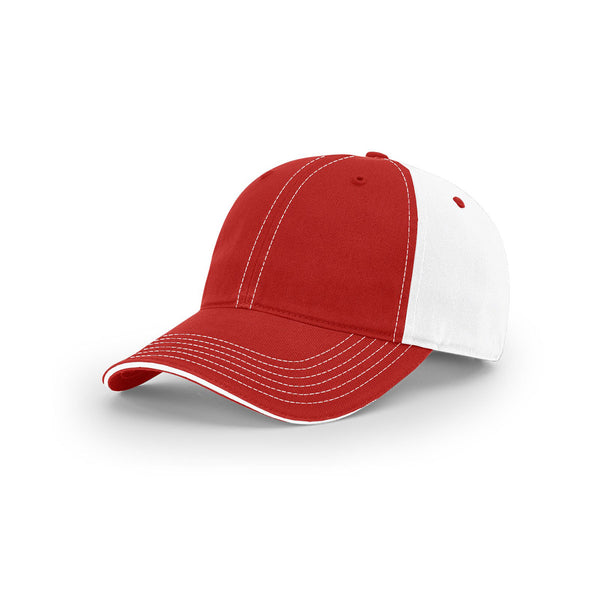 Richardson Red/White Lifestyle Unstructured Split Washed Chino Sandwich Visor Cap