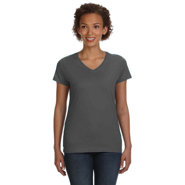 LAT Women’s Charcoal V-Neck Fine Jersey T-Shirt