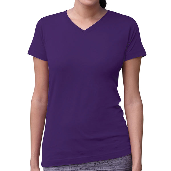 LAT Women’s Purple V-Neck Fine Jersey T-Shirt