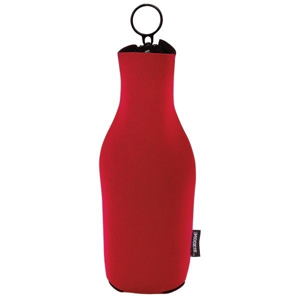 Koozie Red Neoprene Zip-Up Bottle Kooler