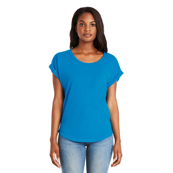 Next Level Women’s Turquoise Dolman With Rolled Sleeves