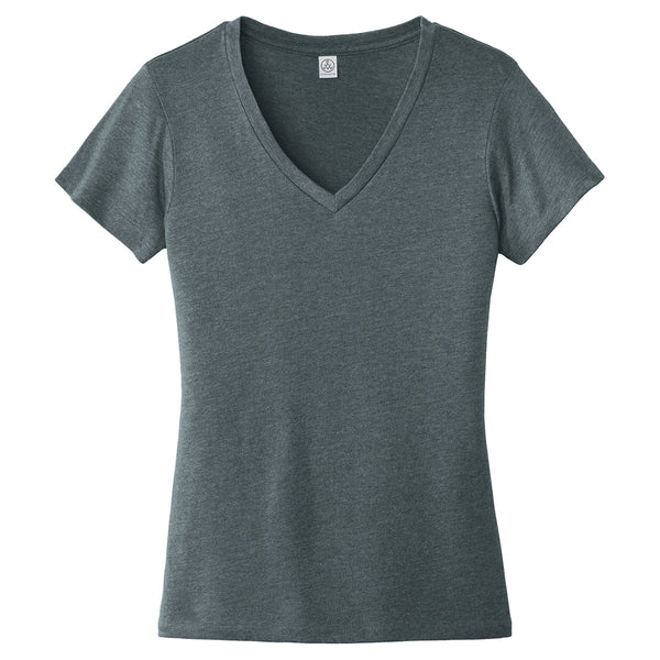 Alternative Apparel Women’s Heather Deep Charcoal Runaway Blended Jersey V-Neck Tee