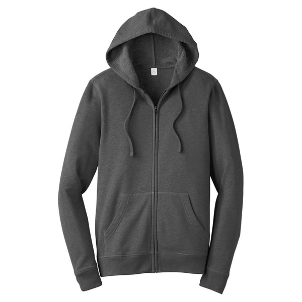 Alternative Apparel Men’s Heather Deep Charcoal Indy Blended Fleece Zip Hoodie