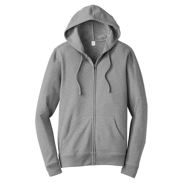 Alternative Apparel Men’s Heather Grey Indy Blended Fleece Zip Hoodie