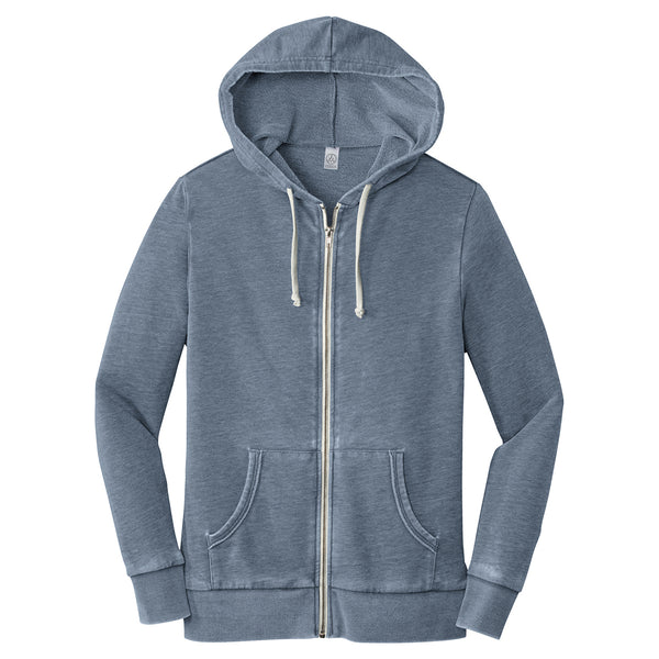 Alternative Apparel Men’s Dark Navy Burnout Laid-Back Zip Hoodie