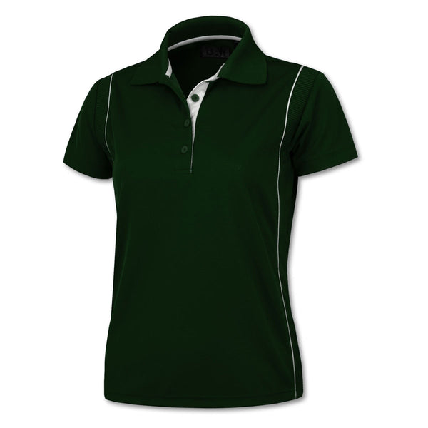 BAW Women’s Dark Green/White Color Rib Shoulder Cool Tek Polo