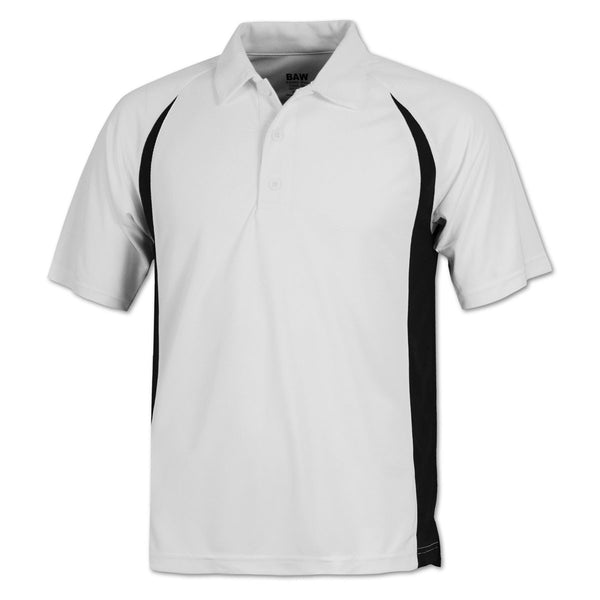 BAW Men’s White/Black White Colorblock Body Cool Tek Polo