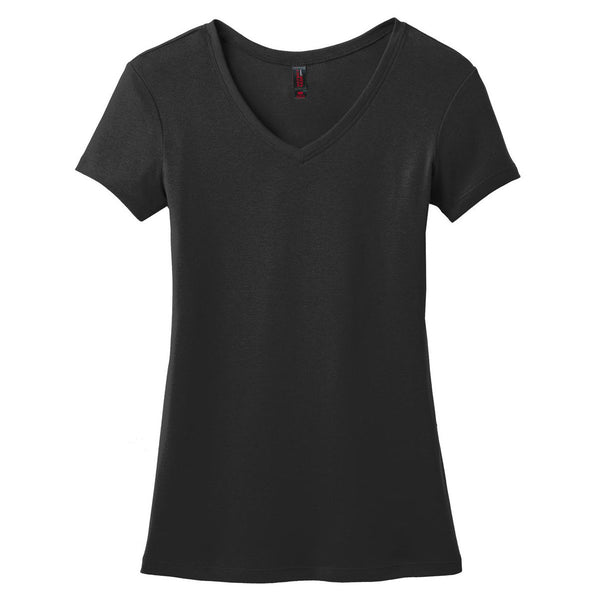 District Made Women’s Black Mini Rib V-Neck Tee