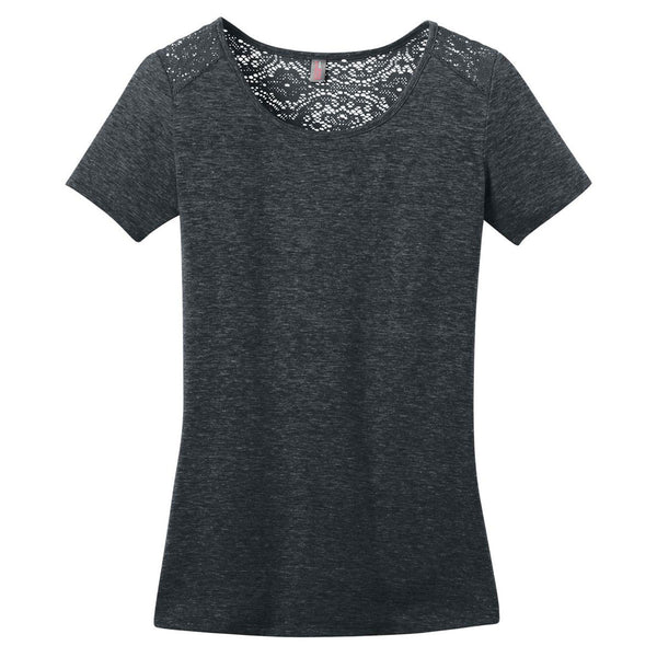 District Made Women’s Charcoal Heather Tri-Blend Lace Tee