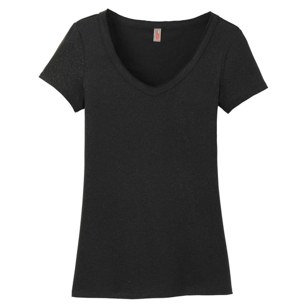 District Made Women’s Black Shimmer V-Neck Tee