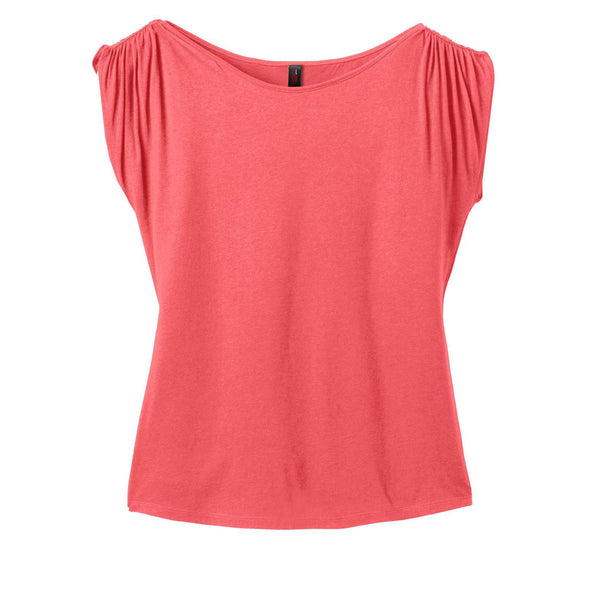 District Made Women’s Coral Modal Blend Gathered Shoulder Tee