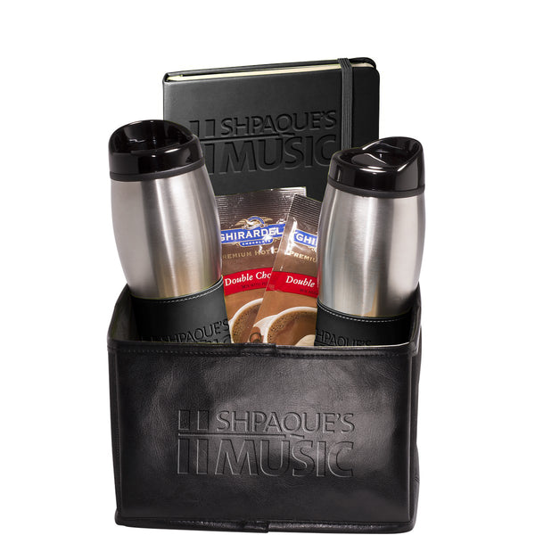 Leeman Black Tuscany Tumblers, Journal and Ghirardelli Cocoa Set