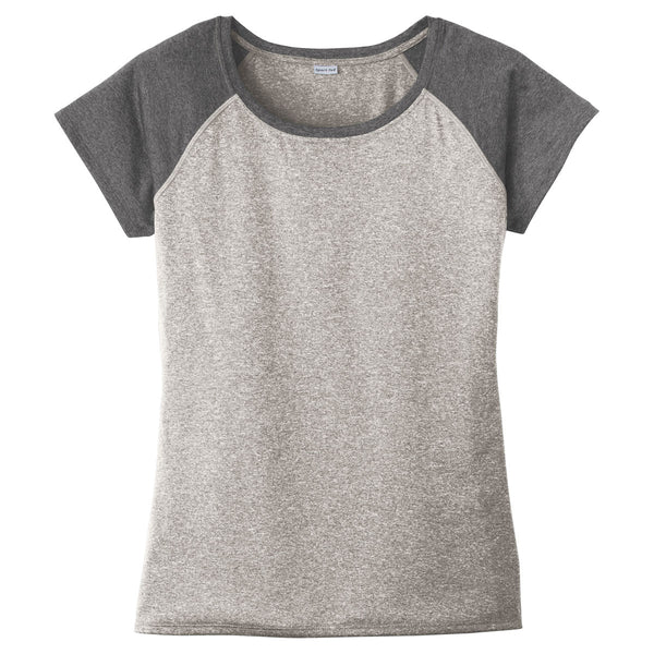 Sport-Tek Women’s Vintage Grey Heather-On-Heather Contender Scoop Neck Tee