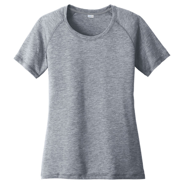 Sport-Tek Women’s True Navy Heather PosiCharge Tri-Blend Scoop Neck Tee