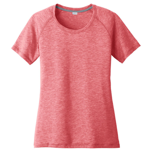 Sport-Tek Women’s True Red Heather PosiCharge Tri-Blend Scoop Neck Tee