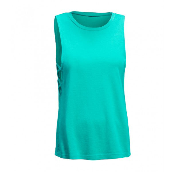 Expert Women’s Bright Teal American MoCA Dropped Armhole Muscle Tee