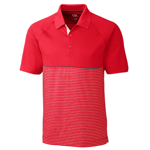 Cutter & Buck Men’s Red/White Junction Stripe Hybrid Polo