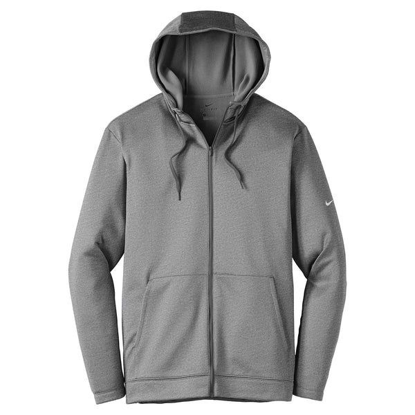 Nike Men’s Dark Grey Heather Therma-FIT Full-Zip Fleece Hoodie