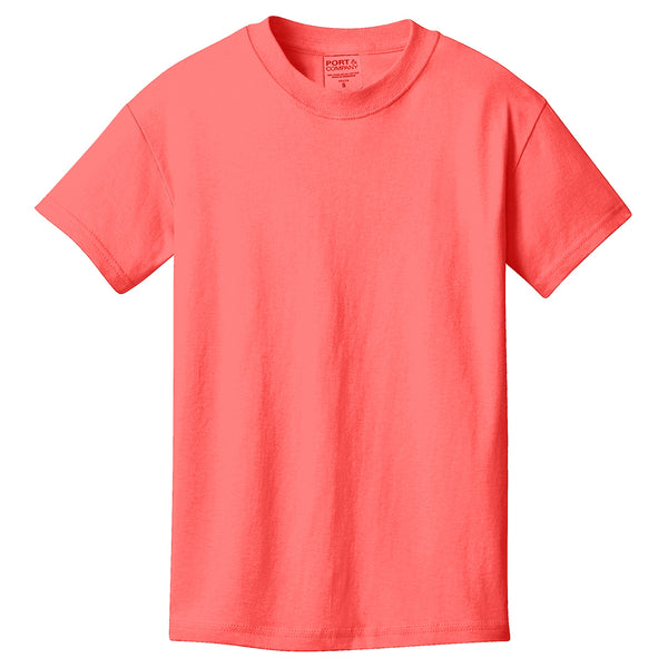 Port & Company Youth Neon Coral Pigment-Dyed Tee