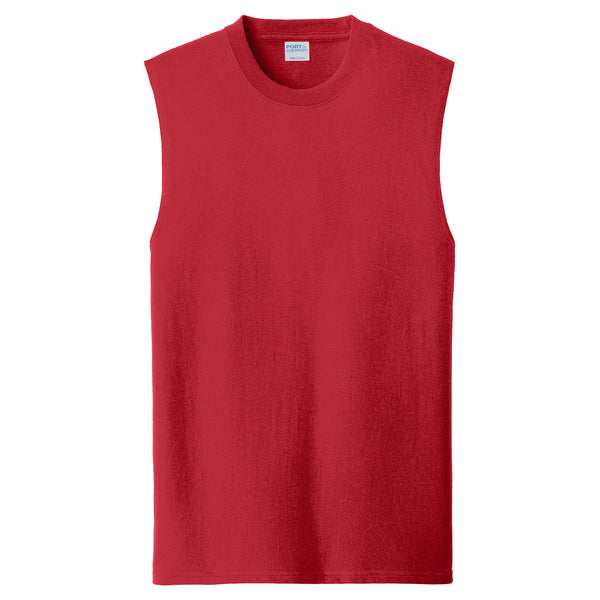 Port & Company Men’s Red Core Cotton Sleeveless Tee