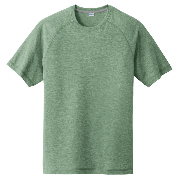 Sport-Tek Men’s Forest Green Heather PosiCharge Tri-Blend Wicking Raglan Tee