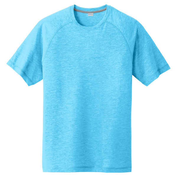 Sport-Tek Men’s Pond Blue Heather PosiCharge Tri-Blend Wicking Raglan Tee