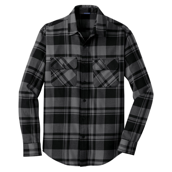 Port Authority Men’s Grey/Black Plaid Flannel Shirt